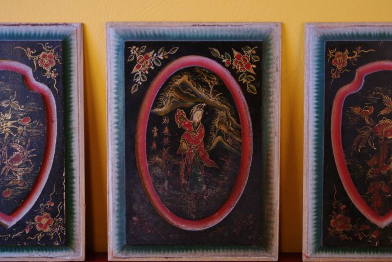 Old Chinese wooden triptych 2
