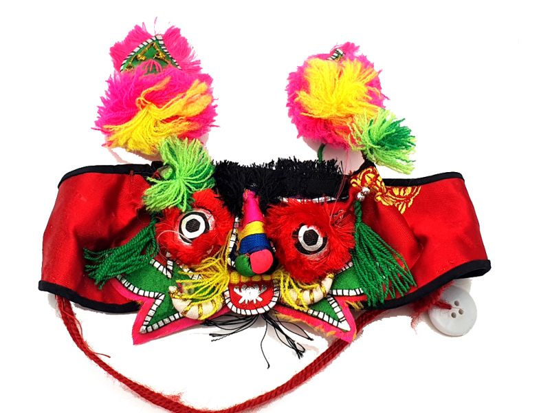 Old Ethnic Baby Headdress - Cabeza de tigre - Rojo/Multicolor 1