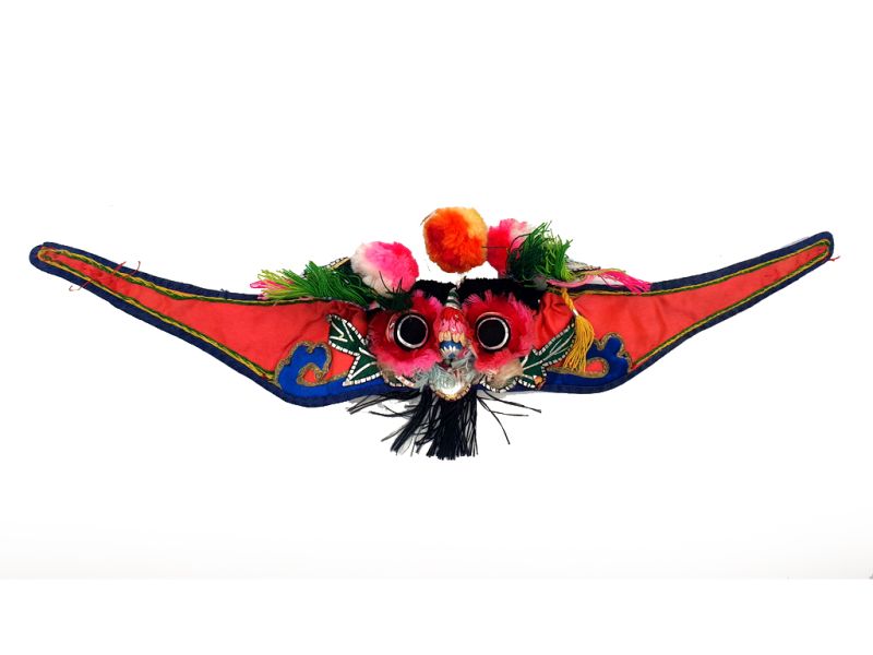 Old Ethnic Baby Headdress - Tiger head - Red/Blue 2
