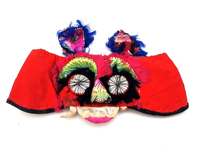 Old Ethnic Baby Headdress - Tiger head - Red 1
