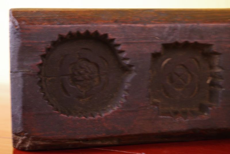 Old Handcarved Wooden Mooncake Mold Double 5