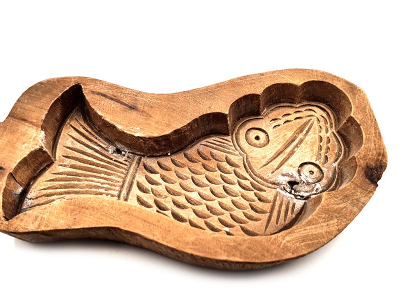 Old Handcarved Wooden Mooncake Mold Fish 2