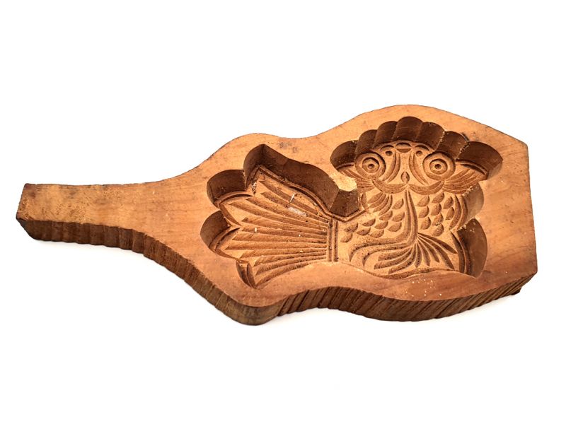 Old Handcarved Wooden Mooncake Mold Magic fish 1