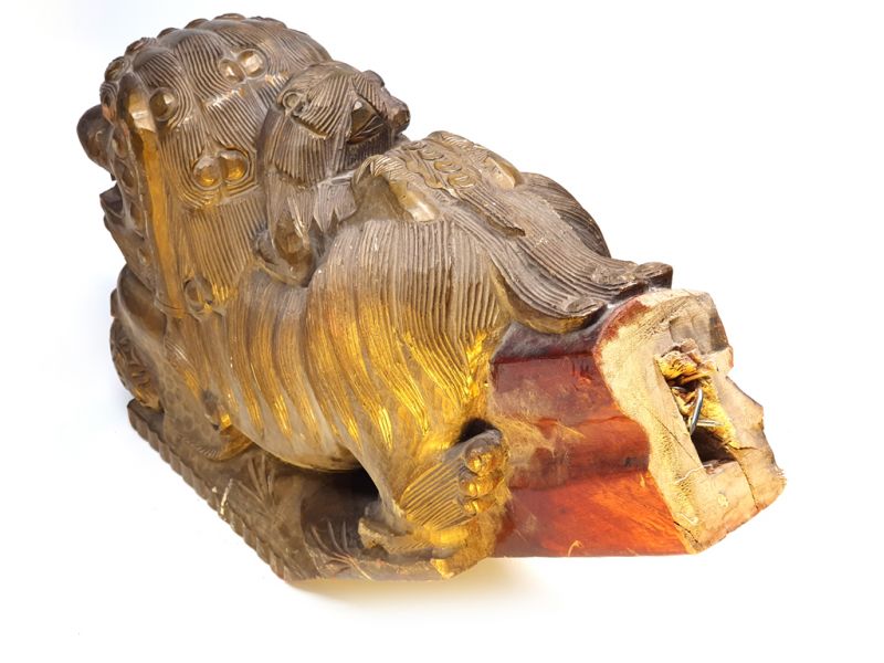 Click thumbnail to enlarge and hover over the picture to zoom Old Imperial guardian lion - Chinese Foo dog - 2 golden dogs 4