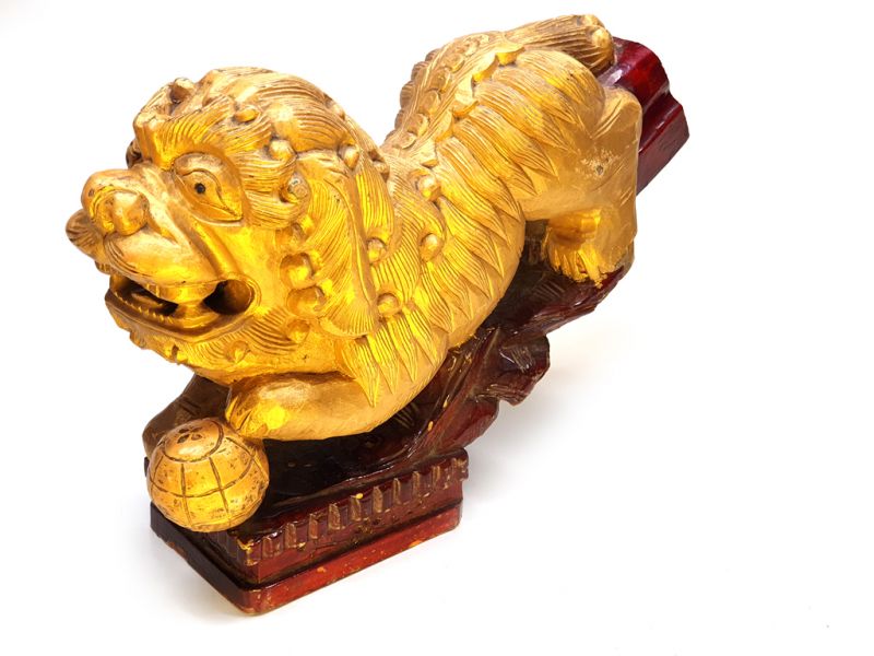 Old Imperial guardian lion - Chinese Foo dog - Golden 1