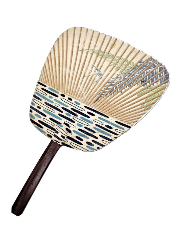 Old Japanese fans - Uchiwa - Wood and Paper - The beach 4