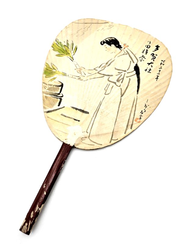 Old Japanese fans - Uchiwa - Wood and Paper - The young Japanese 3