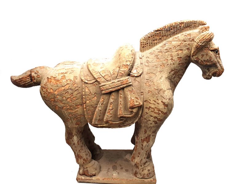 Old large Chinese horse Statue in Wood 3