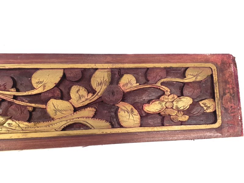Old Large Wooden Panel from China - Golden flowers 3