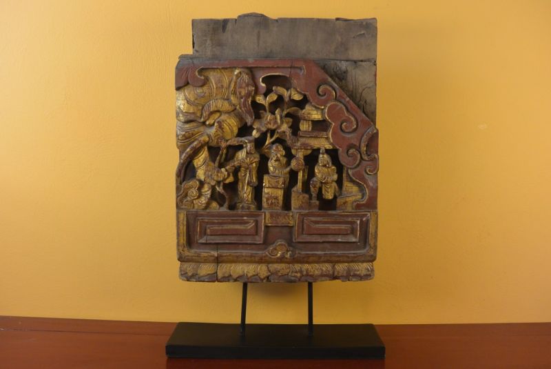 Old Large Wooden Panel from China Qing Dynasty 1 1