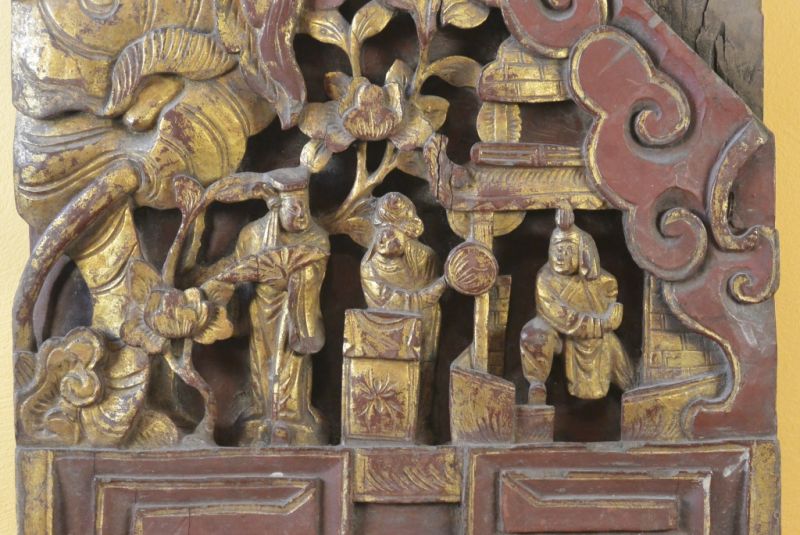 Old Large Wooden Panel from China Qing Dynasty 1 3