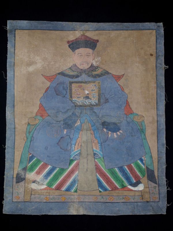 Old reproduction - Portrait of Chinese ancestors - Mandarin de la dynasty Qing 1