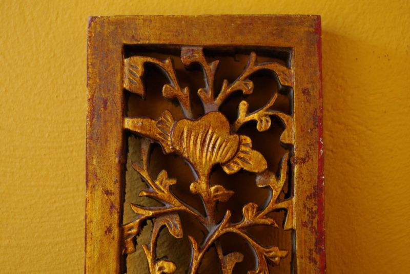 Old wooden panel carved from China vase 3