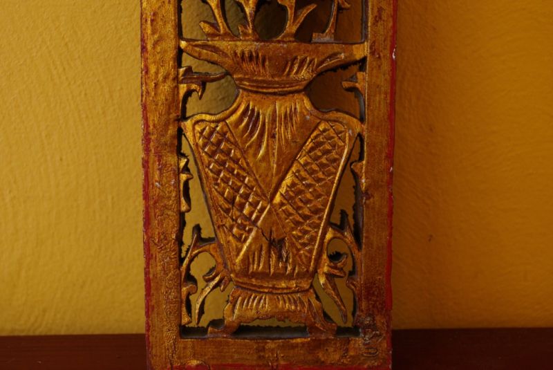 Old wooden panel carved from China vase 4