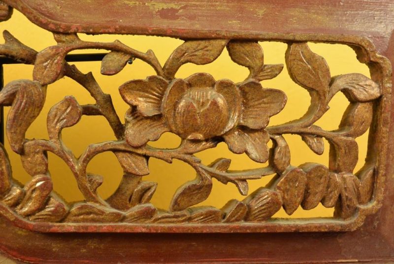 Old Wooden Panel Qing Dynasty Brown and Gold 6 5