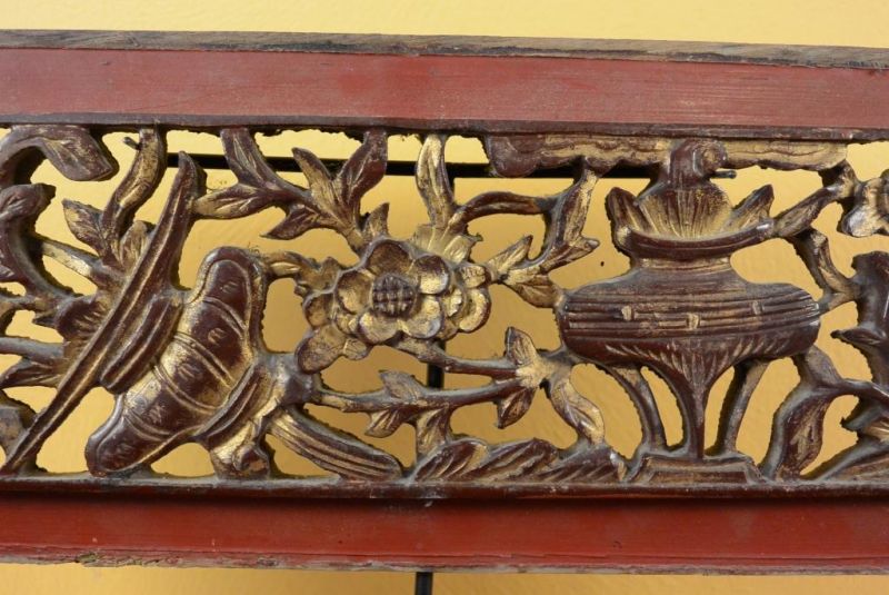 Old Wooden Panel Qing Dynasty Red 5 3
