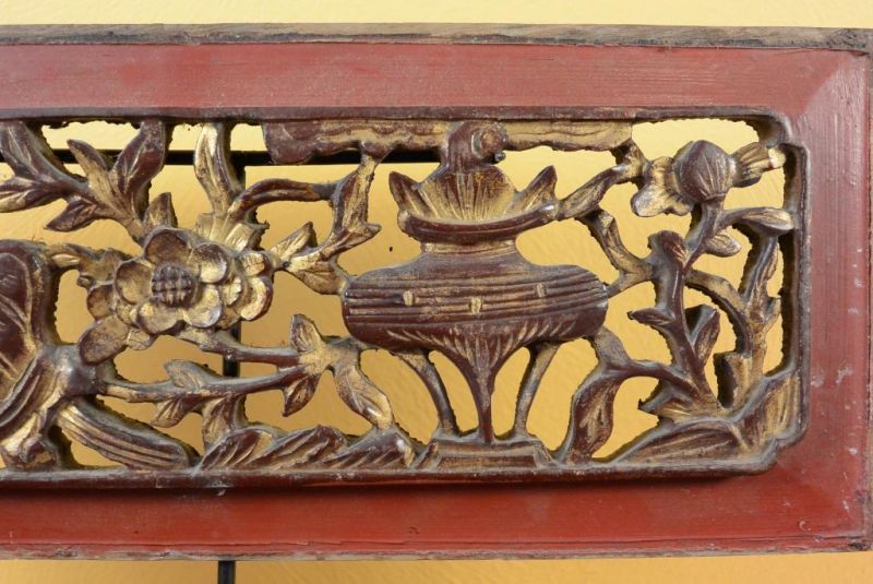 Old Wooden Panel Qing Dynasty Red 5 4