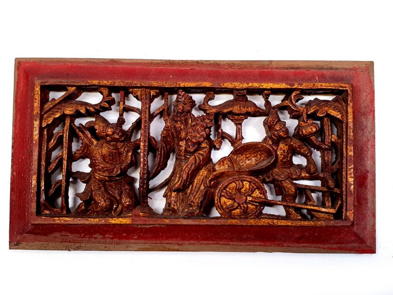 Old Wooden Panel Qing Dynasty Red and gold - Emperor 1