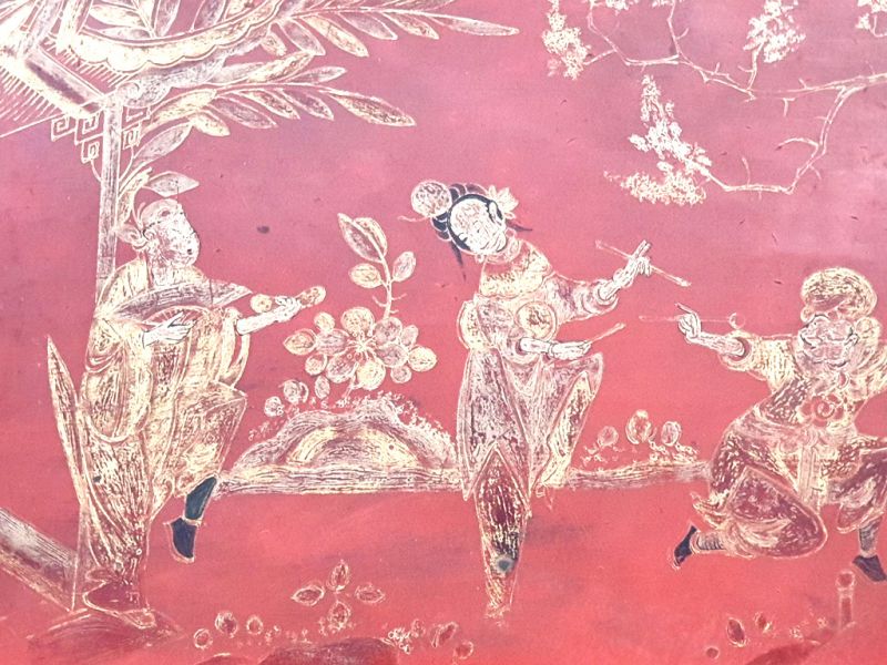 Click thumbnail to enlarge and hover over the picture to zoom Old wooden plaque from the Qing dynasty - Lacquer - Court ladies 5