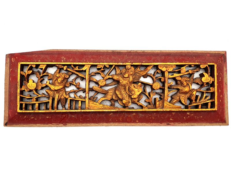 Old Wooden Plaque - Qing Dynasty - The warriors and the horseman 1