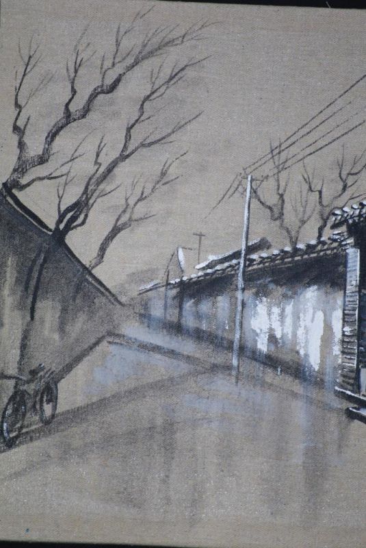 Ölgemälde - Die chinesischen Hutongs - 34x42cm - Die Gasse 2 2