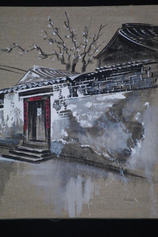 Ölgemälde - Die chinesischen Hutongs - 34x42cm - Die Tür 4