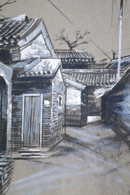 Ölgemälde - Die chinesischen Hutongs - 34x42cm 4