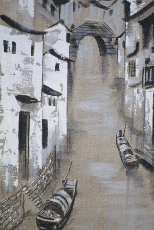 Ölgemälde - Die chinesischen Hutongs - 34x42cm - SuZhou 2