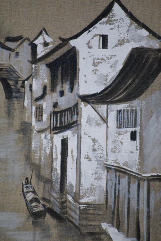 Ölgemälde - Die chinesischen Hutongs - 34x42cm - SuZhou 3