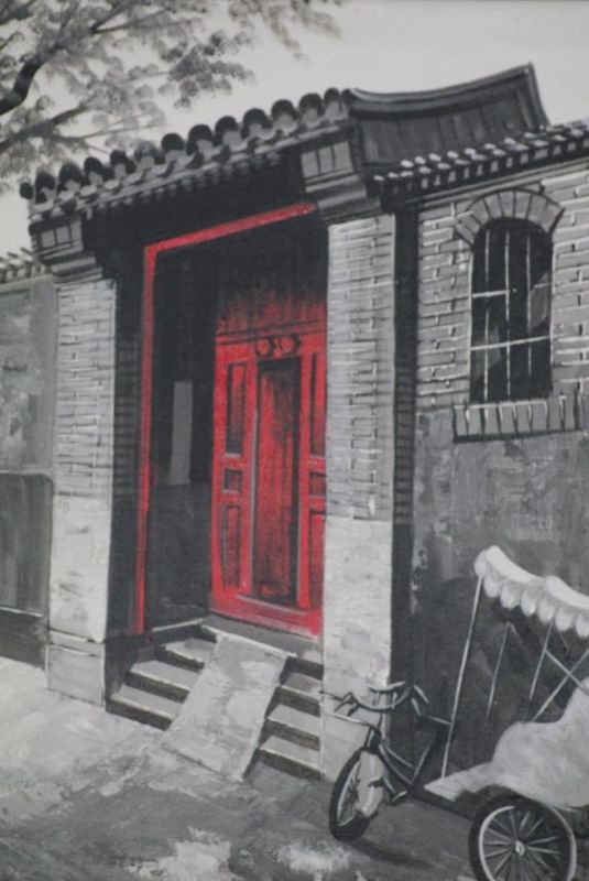 Ölgemälde - Die chinesischen Hutongs - 50x60cm -2