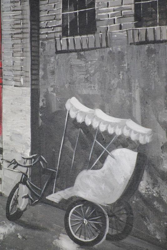 Ölgemälde - Die chinesischen Hutongs - 50x60cm -4