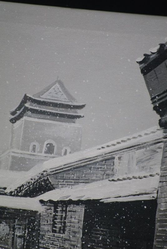 Ölgemälde - Die chinesischen Hutongs - 50x60cm - der Winter 3