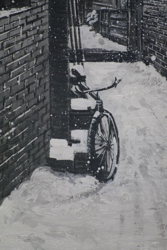Ölgemälde - Die chinesischen Hutongs - 50x60cm - der Winter 4