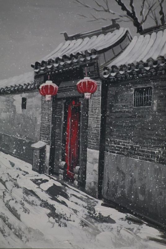 Ölgemälde - Die chinesischen Hutongs - 50x60cm 2