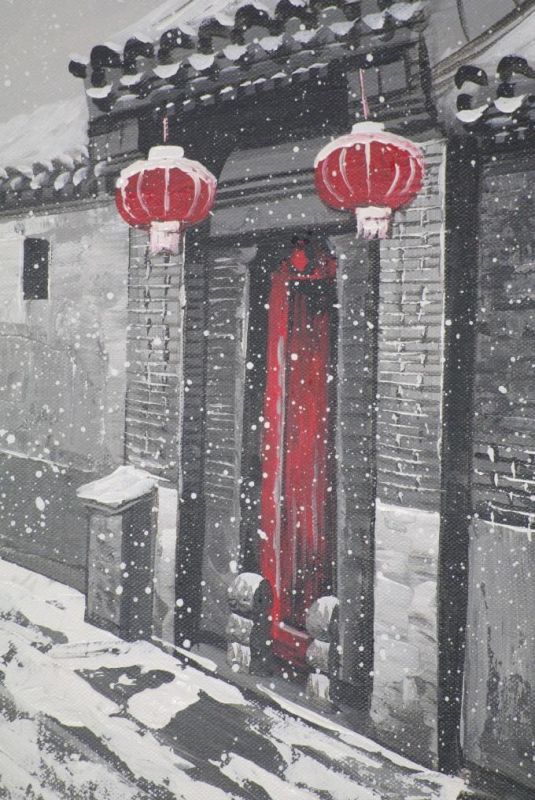 Ölgemälde - Die chinesischen Hutongs - 50x60cm 4