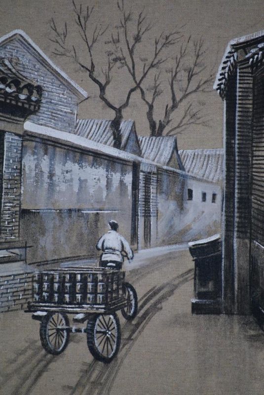 Ölgemälde - Die chinesischen Hutongs - 50x60cm - er Arbeiter 2