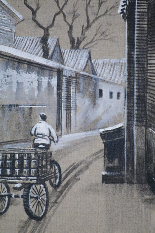 Ölgemälde - Die chinesischen Hutongs - 50x60cm - er Arbeiter 4