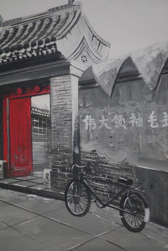 Ölgemälde - Die chinesischen Hutongs - 50x60cm - Guangzhou 2
