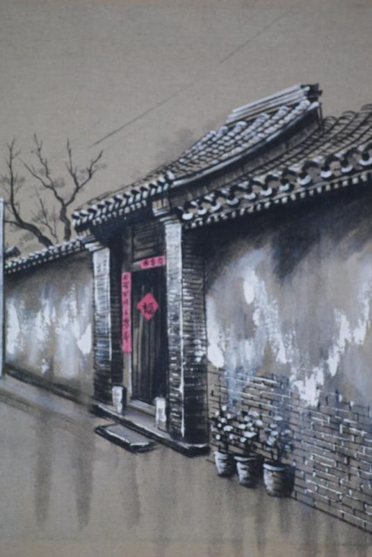 Ölgemälde - Die chinesischen Hutongs - 50x60cm - Shanghai 2