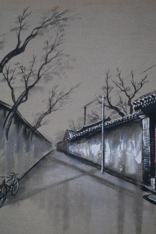 Ölgemälde - Die chinesischen Hutongs - 50x60cm - Shanghai 3