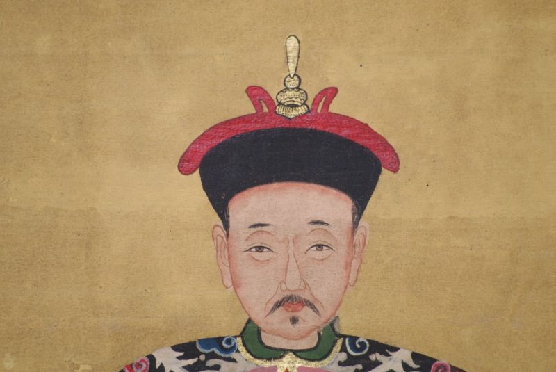 Pareja de ancestros Chinos dinastía Qing rojo 3