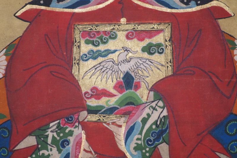 Pareja de ancestros Chinos dinastía Qing rojo 5