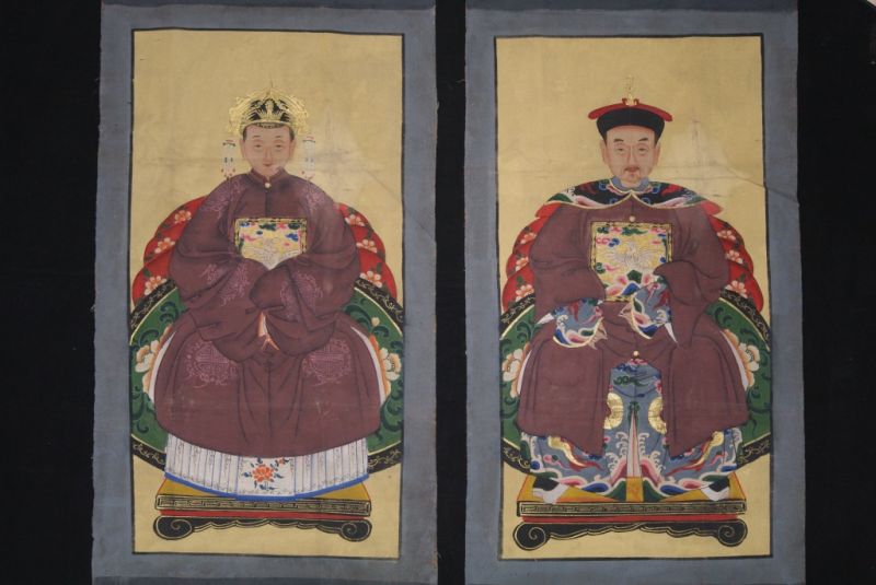 Pareja de ancestros Chinos Emperador de China Burdeos 1