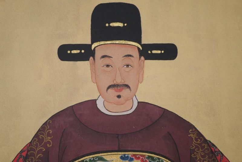 Pareja de ancestros Chinos Pintura China Burdeos 4