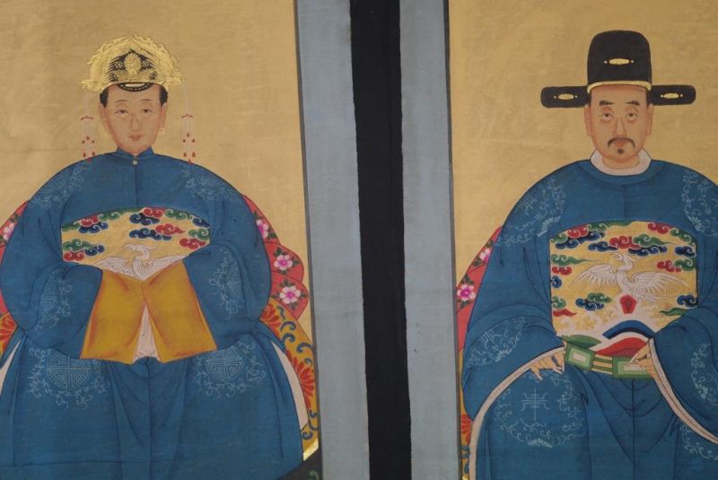 Pareja de ancestros Chinos Pintura China Celeste 2