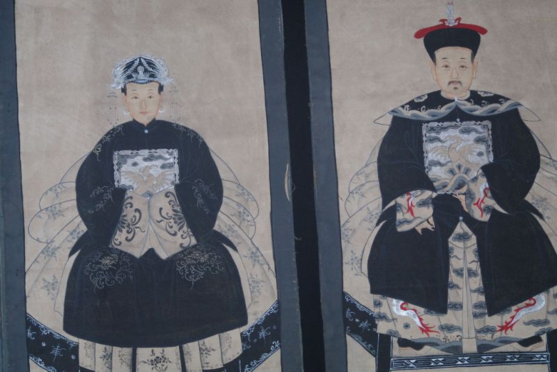 Pareja de ancestros Chinos Pintura China Moderno 2 2