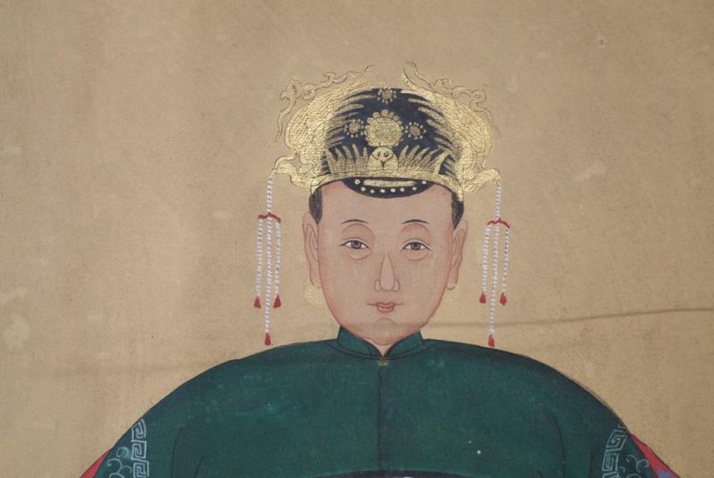 Pareja de ancestros Chinos Pintura China Verde 3