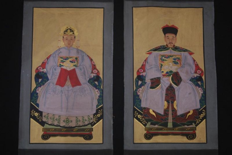 Pareja de ancestros Chinos Pintura China Violeta 1