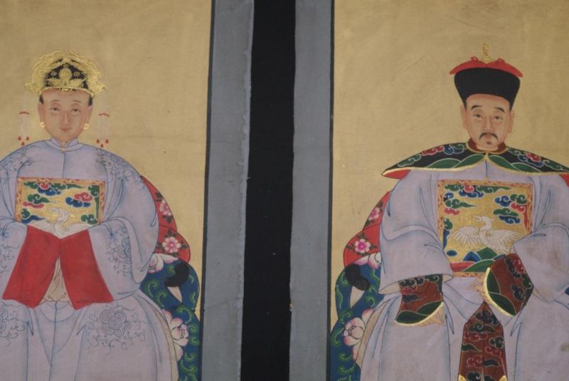Pareja de ancestros Chinos Pintura China Violeta 4