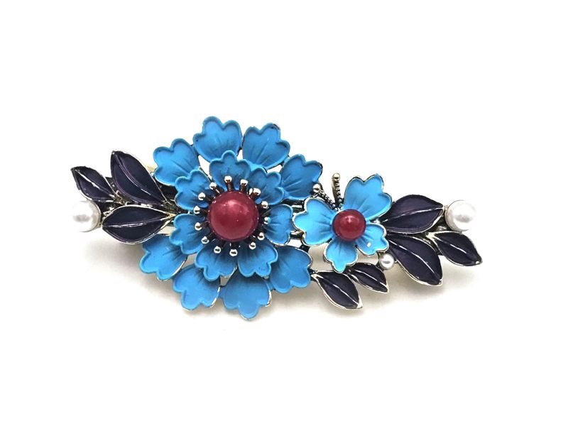 Pasador de esmalte chino - Cloisonné - Flores grandes y pequeñas 1